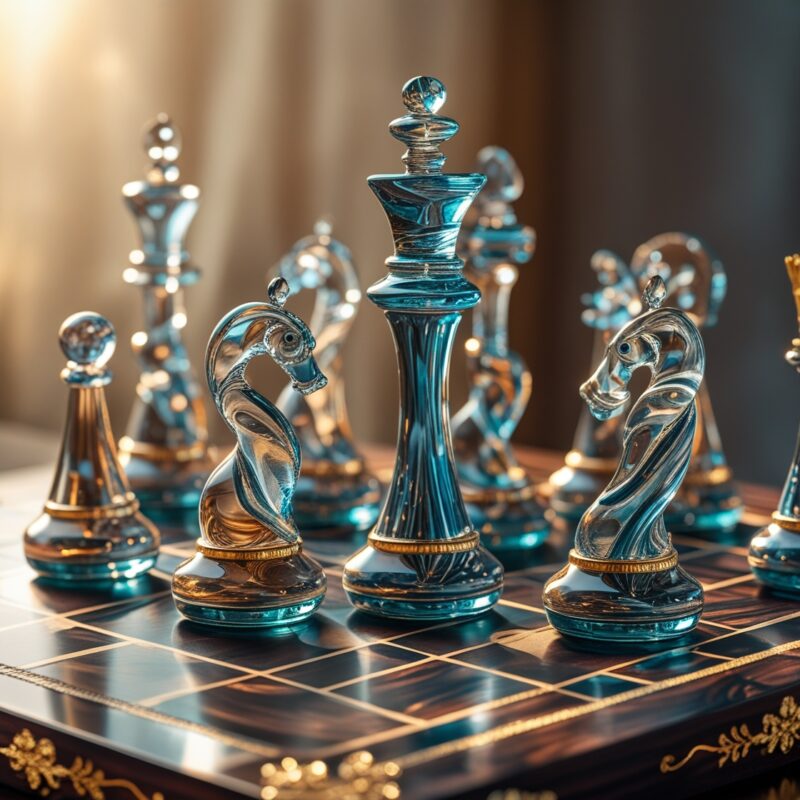 Glass and Metal Fusion Chess Set