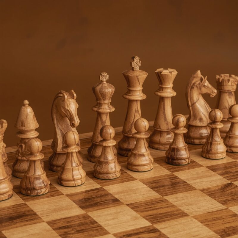 Natural End Grain Wooden Chess Set